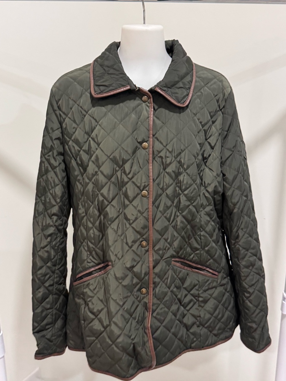 Lauren Ralph Lauren Quilted Barn Jacket Women’s Large Olive Green Equestrian